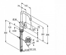 Смеситель для раковины Kludi Logo Neo однорычажный с донным клапаном 370230575