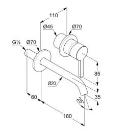 Змішувач для раковини Kludi Nova Fonte настінний блакитний матовий 20244O415