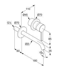 Смеситель для раковины Kludi Nova Fonte настенный однорычажный хром 202440515