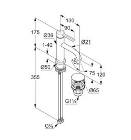 Смеситель для раковины Kludi Nova Fonte с донным клапаном голубой матовый 20266O415