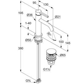 Змішувач для раковини Kludi Nova Fonte із донним клапаном білий матовий 202885315