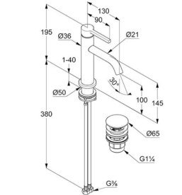 Змішувач для раковини Kludi Nova Fonte з донним клапаном хром 202890515