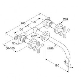 Смеситель для раковины Kludi Nova Fonte Classic настенный хром 201440520