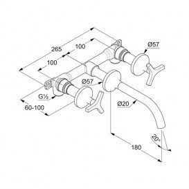 Смеситель для раковины Kludi Nova Fonte Deco настенный хром 201440539