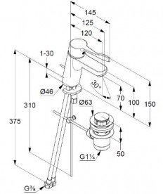Змішувач для раковини Kludi Pure & Easy Care змішувач з донним клапаном 372840565