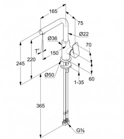 Змішувач для раковини Kludi Pure&Style одноважільний чорний матовий 400243975