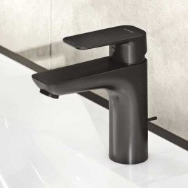 Змішувач для раковини Kludi Pure&Style із донним клапаном чорний матовий 402903975