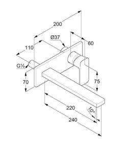 Змішувач для раковини Kludi Renon настінний одноважільний брошурований нікель PVD 42245N575