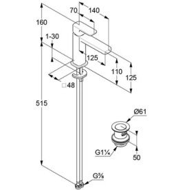 Змішувач для раковини Kludi Renon із донним клапаном чорний матовий 422883975
