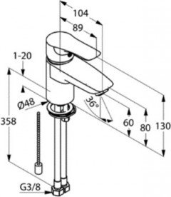Змішувач для раковини Kludi TERCIO з донним клапаном змішувач хром 384810575