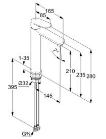 Смеситель для раковины Kludi X1 однорычажный черный матовый 322983975