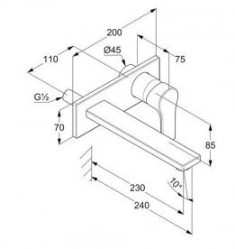 Смеситель для раковины Kludi Zenta SL 230 настенный однорычажный хром 482480565