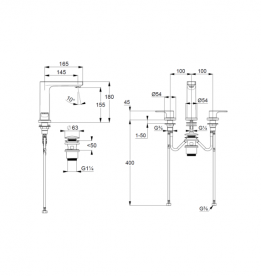 Смеситель для раковины Kludi Zenta SL двухрычажный на 3 отверстия хром 483930565