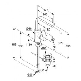 Змішувач для раковини Kludi Zenta SL змішувач з донним клапаном хром 480270565