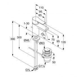 Змішувач для раковини Kludi Zenta SL змішувач з донним клапаном хром 482630565