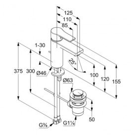 Змішувач для раковини Kludi Zenta SL змішувач з донним клапаном хром 482900565