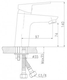 Змішувач для раковини Koller Pool Kvadro з донним клапаном змішувач хром KR0200