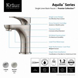 Змішувач для раковини Kraus Aquila змішувач метал сатин FUS-13901BN