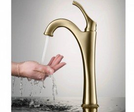 Смеситель для раковины Kraus Arlo однорычажный матовое золото KVF-1200 BG