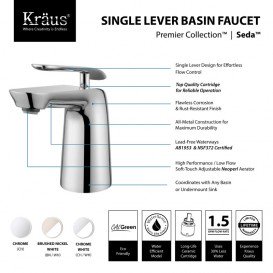 Смеситель для раковины Kraus Seda однорычажный латунь хром FUS-1821CH