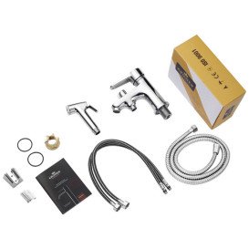 Змішувач для раковини Kroner KRM Elbe-C015 з гігієнічним душем хром CV023575