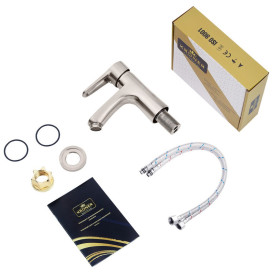 Змішувач для раковини Kroner KRM Elbe-N010 нікель одноважільний CV016439