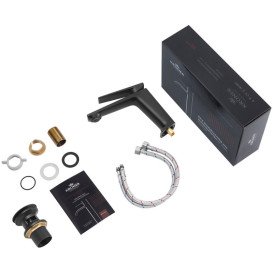 Смеситель для раковины Kroner KRP Ersel-SCH0111BV с донным клапаном черный CV035470