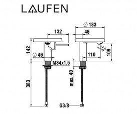 Змішувач для раковини Laufen Kartell з поличкою-мильницею хром H3113310041101