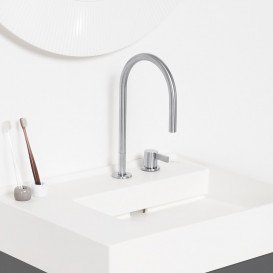 Змішувач для раковини Laufen Kartell одноважільний на 2 отвори нержавіюча сталь з PVD-покриттям H3113320902201