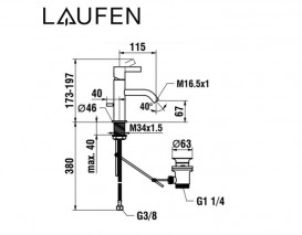 Змішувач для раковини Laufen Kartell із донним клапаном нержавіюча сталь з PVD-покриттям H3113310901011