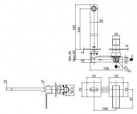 Змішувач для раковини настінний прихований Paffoni Elle чорний EL 106 NO 70