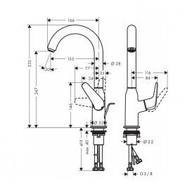 Змішувач для раковини одноважільний Hansgrohe колекція Novus хром 71126000