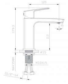 Змішувач для раковини одноважеля Imprese Grafiky чорний нікель ZMK041807010
