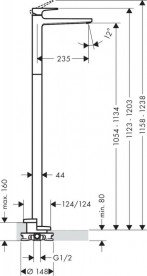 Змішувач для раковини одноважеля підлоговий Hansgrohe колекція Metropol хром 32530000