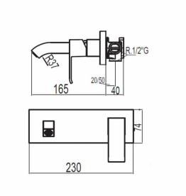 Смеситель для раковины однорычажный настенный Tres Cuadro Tres хром 106200