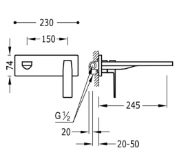 Змішувач для раковини одноважеля настінний Tres Loft 20020002DUM2