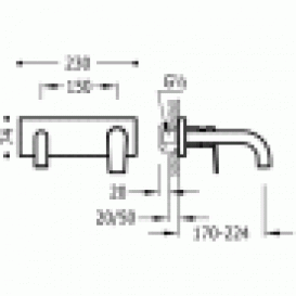Змішувач для раковини одноважеля настінний прихований Tres Project-Tres хром 21120001
