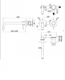 Смеситель для раковины однорычажный настенный Paffoni Light хром LIG 103 CR/M