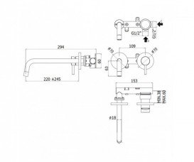 Смеситель для раковины однорычажный настенный Paffoni Light хром LIG 103 CR 70