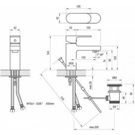 Змішувач для раковини одноважеля Ravak Chrome CR 011.00 з донним клапаном латунь хром X070053