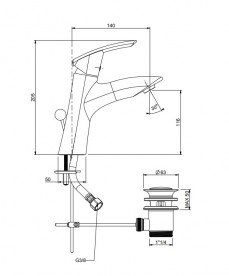 Смеситель для раковины однорычажный RESP EOLO хром 200.352/A CR