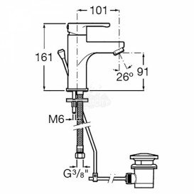 Смеситель для раковины однорычажный Roca Arola с донным клапаном латунь хром A5A306AC0K