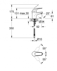 Змішувач для раковини одноважеля Grohe колекція Euroeco хром 32734000