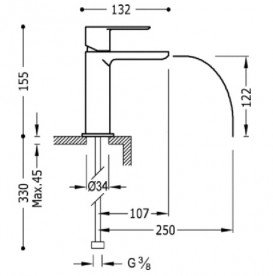Смеситель для раковины однорычажный Tres Loft-Tres хром 20011001