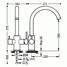 Змішувач для кухні одноважільний Tres Selection хром 03045501