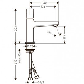 Змішувач для раковини одновентільний Hansgrohe колекція Metropol хром 32571000