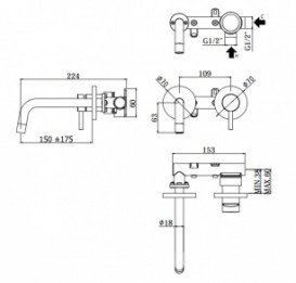 Смеситель для раковины Paffoni Light 175 мм (LIG 101 NO 70)