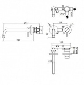 Смеситель для раковины Paffoni Light 245 мм (LIG 103 NO 70)
