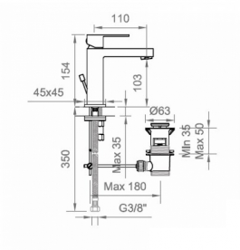 Смеситель для раковины Ponsi Italia R однорычажный черный матовый BT ITR K LAF1