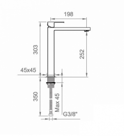Змішувач для раковини Ponsi Italia R одноважільний чорний матовий Ponsi BT ITR K LAF5